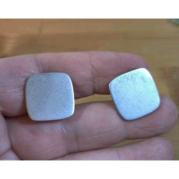 Vtg 925 Sterling Silver Top N.S. Meyer, NY Matte Finish Square Cufflinks - Picture 2 of 12